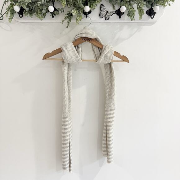 J. Crew Wool Blend Grey Striped Scarf - Picture 2 of 3